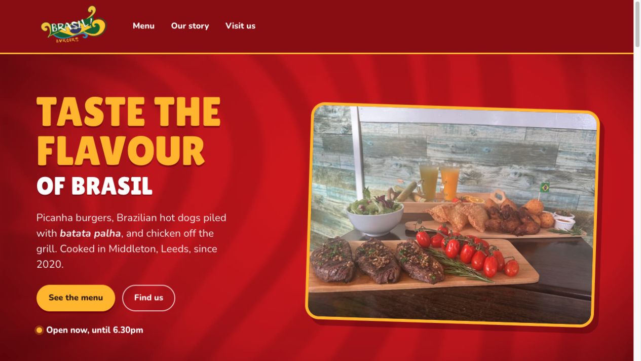 Brasil Burgers website homepage